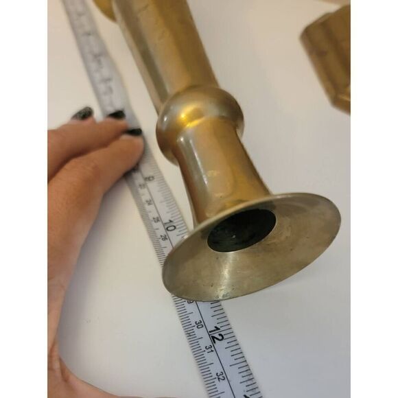 Antique Brass Candlestick Pair Holder 11.5\